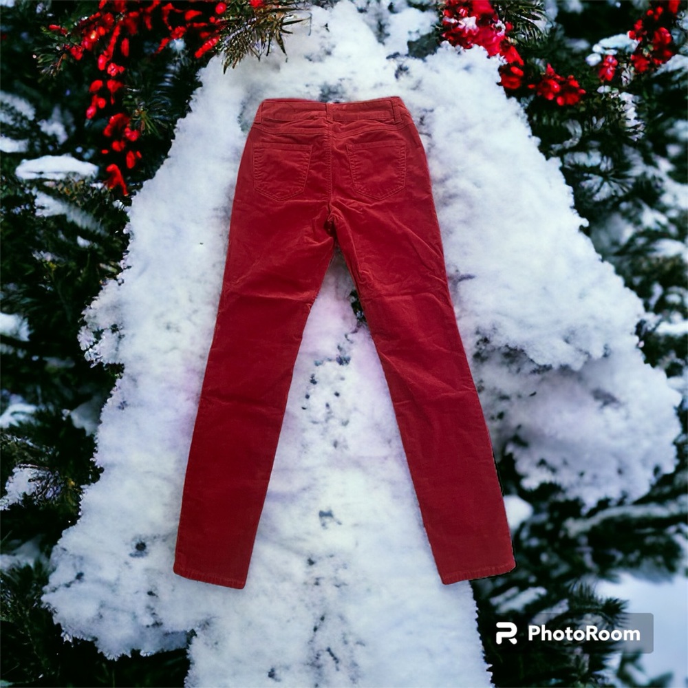 Red Corduroy Straight Leg Pants